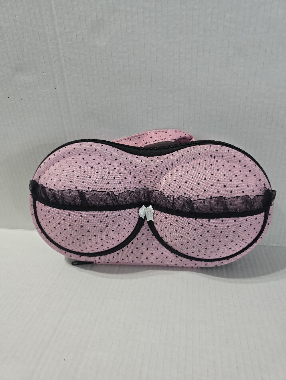 Katie K The Brag Company Bra Shaped Bag Purse Pink Black Polka Dots Lace